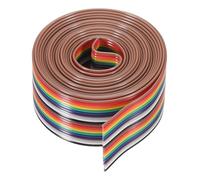 sourcing map 1 Pcs 20 Pin Flat Rainbow Ribbon Cable 6.6 Ft 1.27mm Pitch Breadboard Jumper Wires for Electronic Projects