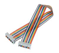 sourcing map 1 Pcs 20 Pin Flat Rainbow Ribbon Cable FC/FC Female Connector 1FT 2.54mm Pitch Breadboard Jumper Wires for Electronic Projects