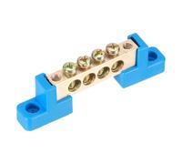 sourcing map 1 Pcs 4 Positions Bridge Design Terminal Bus Bar Terminal Block Brass Wire Screw for Electrical Distribution Blue 78x12x22mm