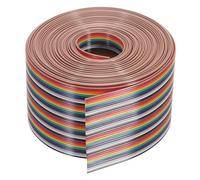 sourcing map 1 Pcs 40 Pin Flat Rainbow Ribbon Cable 20 Ft 1.27mm Pitch Breadboard Jumper Wires for Electronic Projects