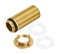 sourcing map 1 Pcs 46mm Faucet Extension Threaded Pipe Mounting Shank and 20mm Brass Fixing Lock Nut, Faucet Fittings Nipple Locknut Kit