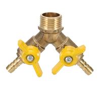 sourcing map 1 Pcs Brass 3 Way Shut Off Valve Splitter, 5/16"(8mm) Hose Barb, G1/2 Male Thread 2 Switch Y-Shaped Ball Valve for Air Gas Fuel