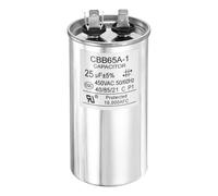 sourcing map 1 Pcs CBB65 Capacitor, 25uF 450V Run Round Capacitor for AC Electric Motor Start HVAC Compressor Generator Air Condenser Straight Cool Heat Pump
