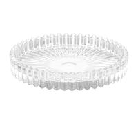 sourcing map 1 Pcs Clear Candle Holder Plates, 4" Round Glass Candle Tray Tealight Incense Holder Dish Candlestick Striped Gear for Tea Light Aromatherapy Wedding Modern Styles Home Decor