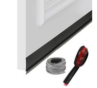 sourcing map 1 Pcs Door Bottom Sweep, 39 x 1 inch Adhesive Under Door Draft Strip Silicone with Brush for Cold Insulation Exterior Interior Doors Blocker Noise, Black