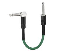 sourcing map 1 Pcs Guitar Patch Cables 10 Inch Pedal Board Cord 1/4 Inch Metal Straight Bend TS Right Angle Guitar Patch Effect Cable Cord for Instrument Effect Pedal Mixing Console, Green