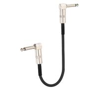 sourcing map 1 Pcs Guitar Patch Cables 22 Inch Pedal Board Cord 1/4 Inch Metal Double Elbow TS Right Angle Guitar Patch Effect Cable Cord for Instrument Effect Pedal Mixing Console, Black