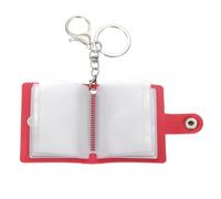 sourcing map 1 Pcs Mini Photo Keychain Custom Keychain Personalized Leather Photo Album Keychains with 20 Pictures DIY Small Memory Key Ring Picture Book for Family, Red