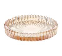 sourcing map 1 Pcs Orange Candle Holder Plates, 4" Round Glass Candle Tray Tealight Incense Holder Dish Candlestick Striped Gear for Tea Light Aromatherapy Wedding Modern Styles Home Decor