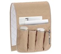 sourcing map 1 Pcs Recliner Armchair Caddy, Couch Armrest Organizer with 5 Pockets for Bedside Sofa Remote Control Holder Magazine Phone Book Glasses (Beige, 35"x13")