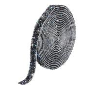 sourcing map 1 Pcs Resin Rhinestones Ribbon 3 Yards x 10mm Self Adhesive Diamond Rhinestone Tape for Clothing DIY Crafts Black AB
