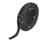 sourcing map 1 Pcs Resin Rhinestones Trim 3 Yards x 0.4 Inch Self Adhesive Black Crystal Ribbons Rhinestone for Clothing DIY Crafts