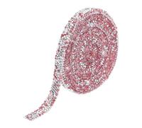 sourcing map 1 Pcs Resin Rhinestones Trim 3 Yards x 0.4 Inch Self Adhesive Silver Base Pink Diamond Ribbons Rhinestone for Clothing DIY Crafts