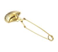 sourcing map 1 Pcs Seashell Snap Tea Ball Infuser with Handle, Loose Tea Steeper, Stainless Steel Tea Strainer for Brew Loose Leaf Tea, Gold