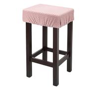 sourcing map 1 Pcs Seat Covers for Dining Chairs, Bar Stool Covers Stretch Chair Seat Protector Waterproof Saddle Stools Slipcover with Elastic Band for Kitchen Bar, Diagonal Weave Light Pink