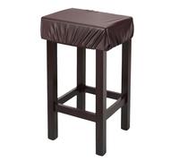 sourcing map 1 Pcs Seat Covers for Dining Chairs, Bar Stool Covers Stretch Chair Seat Protector Waterproof Saddle Stools Slipcover with Elastic Band for Kitchen Bar, PU Leather Dark Brown