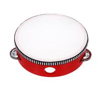 sourcing map 1 Pcs Tambourine Drum 6 Inch Wood Hand Held Tambourine Single Row Metal Jingle Percussion Musical Drum Instrument for Adults Church Wedding Party Games, Red