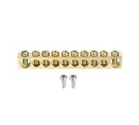 sourcing map 1 Pcs Terminal Ground Bar, 10 Positions Screw Brass Ground Terminal Blocks, M5 91x8x13mm Screw Block Barrier Brass with M4 Screw for Electrical Devices