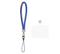 sourcing map 1 Pcs Universal Phone Lanyard, Detachable Wrist Strap Glitters with Phone Patches Luxury String Bling Phone Strap for DIY, Earbuds, Keychain, Coin Purse, Wallet, Deep Blue