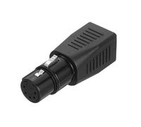 sourcing map 1 Pcs XLR 5pin to RJ45 Female Adapter XLR Female to RJ45 Network Connector Use Cat6 Ethernet for DMX-CON Controller Series, Black