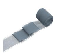 sourcing map 1 Roll Chiffon Ribbon, 1.5 Inch x 5 Yard Handmade Fringe Silk Frayed Ribbon for Flower Bouquet Wrapping Wedding Decoration Bridal DIY Crafts Dark Grey