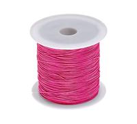 sourcing map 1 Roll Nylon Beading Thread Knotting Cord 0.6mm 50 Yards Braided Nylon Crafting Satin String for Bracelet Necklace Kumihimo, Hot Pink