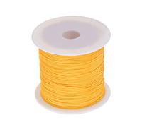 sourcing map 1 Roll Nylon Beading Thread Knotting Cord 0.6mm 50 Yards Braided Nylon Crafting Satin String for Bracelet Necklace Kumihimo, Gold Tone