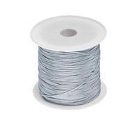 sourcing map 1 Roll Nylon Beading Thread Knotting Cord 0.6mm 50 Yards Braided Nylon Crafting Satin String for Bracelet Necklace Kumihimo, Silver Tone