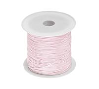 sourcing map 1 Roll Nylon Beading Thread Knotting Cord 0.6mm 50 Yards Braided Nylon Crafting Satin String for Bracelet Necklace Kumihimo, Pale Pink