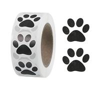 sourcing map 1 Roll Paw Prints Stickers 1 Inch Adhesive Dog Paw Prints Labels Black for Greeting Cards, Envelopes, Gift Bags, 500 Count/Roll