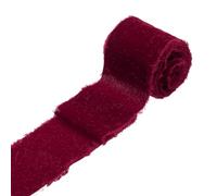 sourcing map 1 Roll Velvet Ribbon, 3 Inch x 3 Yard Handmade Silk Fringe Frayed Ribbon Raw Edge for Flower Bouquet Wrapping Wedding Decoration Bridal DIY Crafts, Red