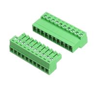sourcing map 1 Set 10 Pin 3.81mm Pitch PCB Mount Screw Terminal Block Connector, Right Angle Pluggable Plug for DIY Electronics Audio Power Modules 26-16AWG Cable