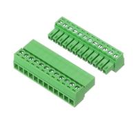 sourcing map 1 Set 12 Pin 3.81mm Pitch PCB Mount Screw Terminal Block Connector, Right Angle Pluggable Plug for DIY Electronics Audio Power Modules 26-16AWG Cable