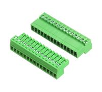 sourcing map 1 Set 14 Pin 3.5mm Pitch PCB Mount Screw Terminal Block Connector, Right Angle Pluggable Plug for DIY Electronics Audio Power Modules 26-16AWG Cable