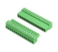 sourcing map 1 Set 14 Pin 3.81mm Pitch PCB Mount Screw Terminal Block Connector, Right Angle Pluggable Plug for DIY Electronics Audio Power Modules 26-16AWG Cable