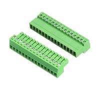 sourcing map 1 Set 15 Pin 3.5mm Pitch PCB Mount Screw Terminal Block Connector, Right Angle Pluggable Plug for DIY Electronics Audio Power Modules 26-16AWG Cable