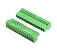 sourcing map 1 Set 15 Pin 3.81mm Pitch PCB Mount Screw Terminal Block Connector, Right Angle Pluggable Plug for DIY Electronics Audio Power Modules 26-16AWG Cable