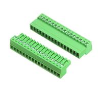 sourcing map 1 Set 16 Pin 3.5mm Pitch PCB Mount Screw Terminal Block Connector, Right Angle Pluggable Plug for DIY Electronics Audio Power Modules 26-16AWG Cable