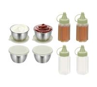 sourcing map 1 Set 2.8oz Stainless Steel Salad Dressing Containers with Silicone Lids, Reusable Dipping Sauces Cups, Leakproof Condiment Containers for Picnic Travel Kitchen, White