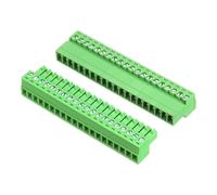 sourcing map 1 Set 20 Pin 3.5mm Pitch PCB Mount Screw Terminal Block Connector, Right Angle Pluggable Plug for DIY Electronics Audio Power Modules 26-16AWG Cable