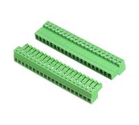 sourcing map 1 Set 20 Pin 3.81mm Pitch PCB Mount Screw Terminal Block Connector, Right Angle Pluggable Plug for DIY Electronics Audio Power Modules 26-16AWG Cable