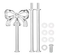 sourcing map 1 Set 3-Tier Cupcake Stand Hardware Handles, Zinc alloy Cake Plate Stand Handle Fittings with Screws for DIY Making Fruit Plate Cake Stand, Bow-Knot Silver