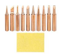 sourcing map 1 Set 900M Soldering Iron Tips Copper Non-Magnetic Welding Head with Cleaning Sponge Pad Replacement for Solder Station Tip (I+B+K+2C+3C+4C+1.2D+1.6D+2.4D+3.2D)