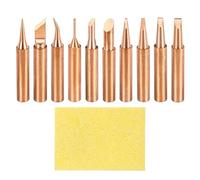 sourcing map 1 Set 900M Soldering Iron Tips Copper Non-Magnetic Welding Head with Cleaning Sponge Pad Replacement for Solder Station Tip (I+is+K+1C+3C+5C+1.2D+1.6D+2.4D+3.2D)