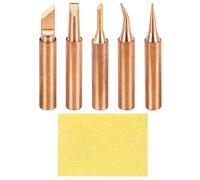 sourcing map 1 Set 900M Soldering Iron Tips Copper Non-Magnetic Welding Head with Cleaning Sponge Pad Replacement for Solder Station Tip (I+is+K+2C+3.2D)