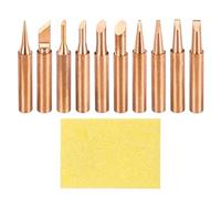 sourcing map 1 Set 900M Soldering Iron Tips Copper Non-Magnetic Welding Head with Cleaning Sponge Pad Replacement for Solder Station Tip (I+K+2C+3C+4C+5C+1.2D+1.6D+2.4D+3.2D)