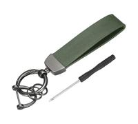 sourcing map 1 Set Car Key Chain Ring Clip 4.9 Inch Leather Keychain Key Fob Wristlet Keychain with Anti-Lost D Ring & Keyrings Fit Women Men for Home Car, Green Matt Gun