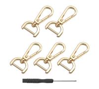 sourcing map 1 Set Detachable Snap Hooks, 0.59" D Ring Swivel Clasp for Purses Push Gate Lobster Claw Clasps Fashion Clip Purse Making with Screwdriver, Gold
