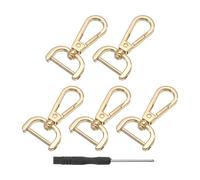 sourcing map 1 Set Detachable Snap Hooks, 0.79" D Ring Swivel Clasp for Purses Push Gate Lobster Claw Clasps Fashion Clip Purse Making with Screwdriver, Gold