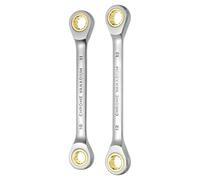 sourcing map 1 Set Double Box End Ratcheting Wrench 10 x 11mm / 12 x 13mm Metric 72 Tooth Ratchet Gear Spanner Tools CR-V Black Nickel Plating Dual Box End Ratcheting Wrench for Repairs
